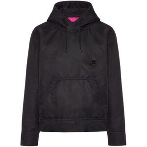 VALENTINO Men's Logo Detail Drawstring Hoodie Men Black Sweaters & Cardigans